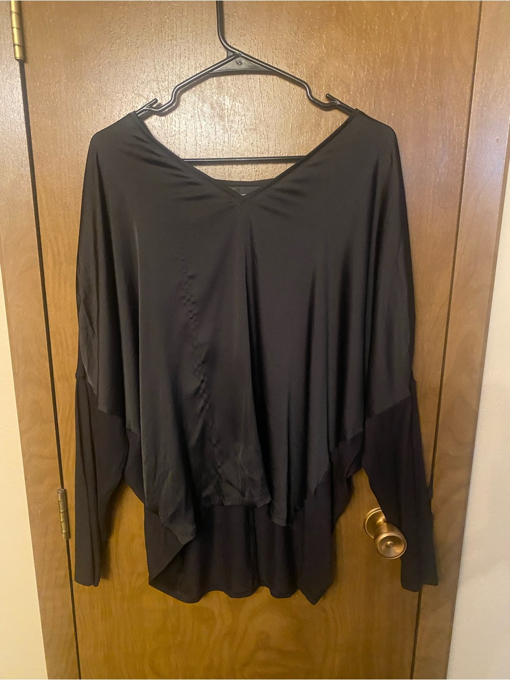 White House Black Market Black Draped V-Neck Layered Tunic